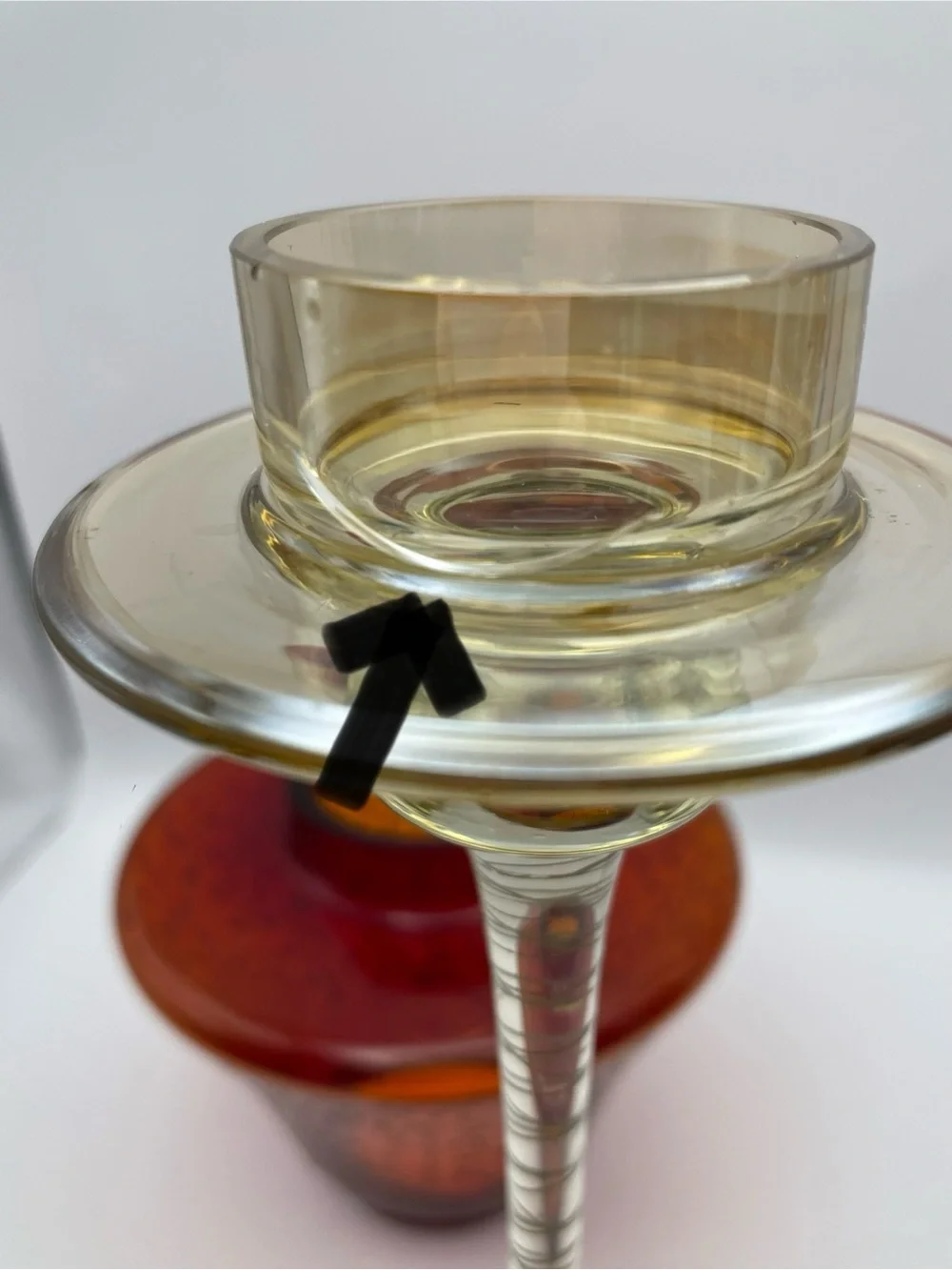 Pier 1 Imports, 2 pc., Hand Painted Glass, Long-stem Tea light Holder and Shade